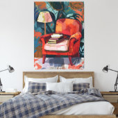 Rincón de Lectura: Arte Favista con Sillón Rojo. Canvas Afdruk (Insitu (Slaapkamer))