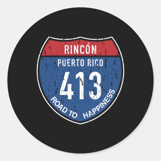 Rincon Puerto Rico weg naar Hapess Ronde Sticker (Voorkant)