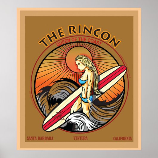 RINCON SAN BARBARA CALIFORNIA SURFING POSTER (Voorkant)