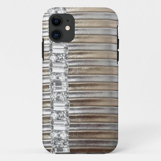 Rinestones Silver & Gold faux Leather IPHONE CASE (Achterkant)