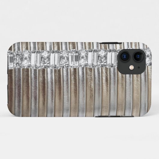 Rinestones Silver & Gold faux Leather IPHONE CASE (Achterkant (horizontaal))