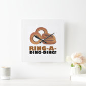 Ring-a-Ding-Fried Onion Ring Funny Diner Food Vierkante Klok (Huis)