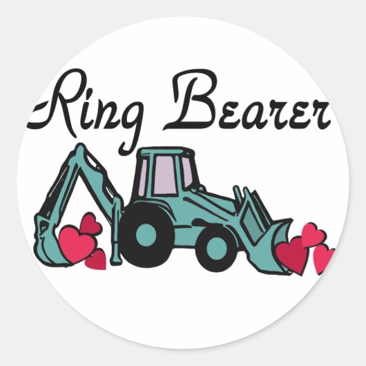 Ring Bearer Backhoe Ronde Sticker (Voorkant)