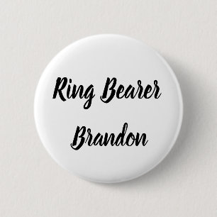 Ring Bearer Black Aangepaste naam Gifts Wedding Ronde Button 5,7 Cm