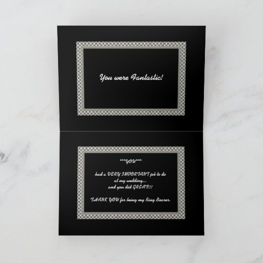 RING BEARER Checkerboard Weddenschap DANK JE Bedankkaart (Binnen)