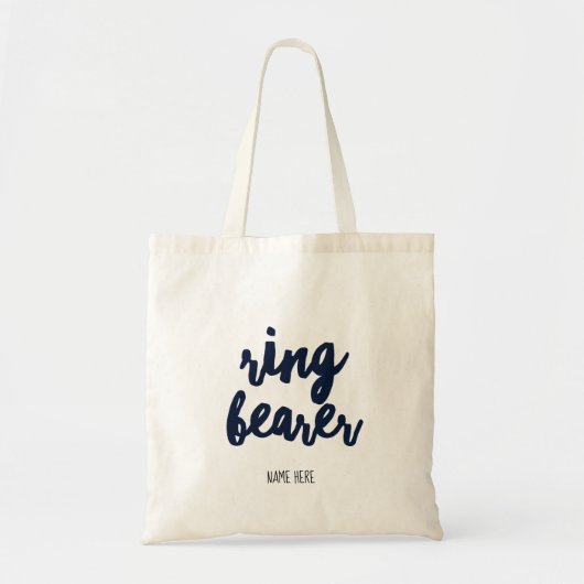 Ring Bearer Custom Name Navy Blue Tote Bag (Voorkant)