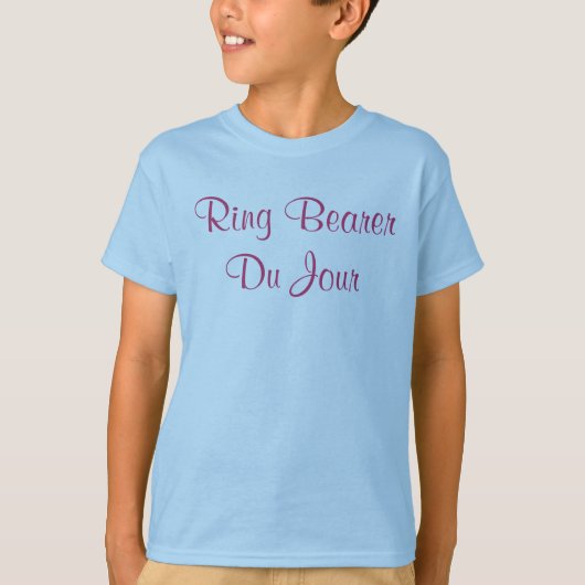 Ring Bearer Du Jour Quote Weddenschap T-shirt (Voorkant)