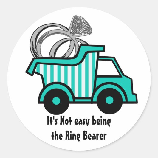 Ring Bearer Dump Truck Ronde Sticker (Voorkant)