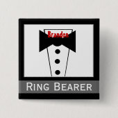Ring Bearer - Eigen naam Tux Wedding Button (Voorkant)
