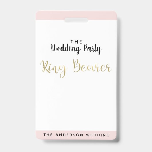 Ring Bearer Gold Wedding Party VIP Pass Badge (Voorkant)