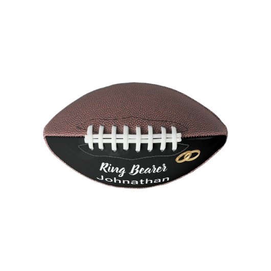 Ring Bearer Name Template Black White Gold Rings American Football (Voorkant)