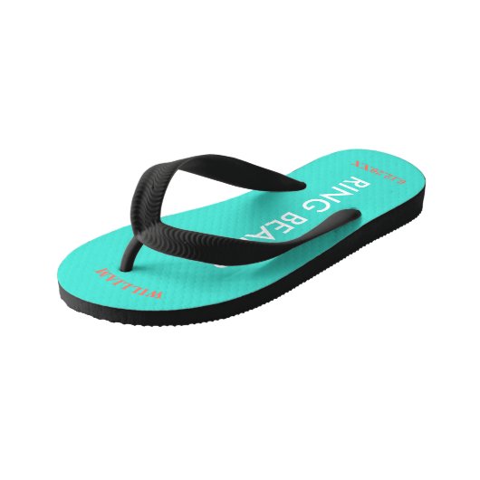 Ring Bearer NAME Turquoise Blue Kinder Teenslippers (Schuin)