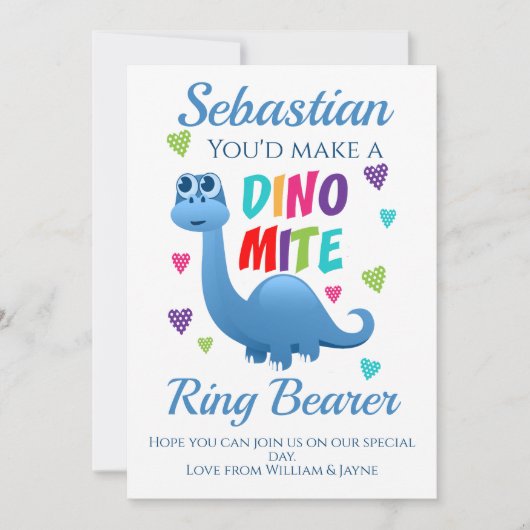 Ring Bearer Page Boy Voorstel Dinosaurus Kaart (Voorkant)