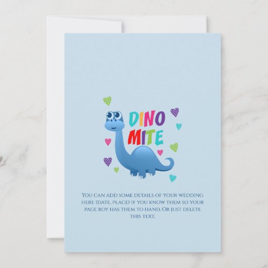 Ring Bearer Page Boy Voorstel Dinosaurus Kaart (Achterkant)