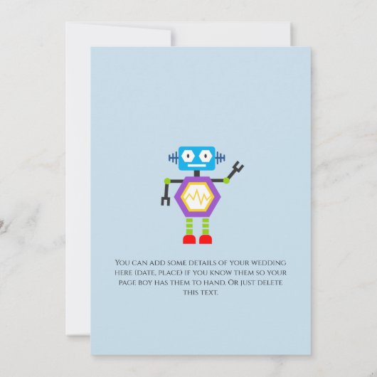 Ring Bearer Page Boy Voorstel Robot Kaart (Achterkant)