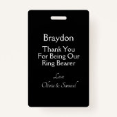 Ring Bearer Photo SECURITY Badge Black White (Achterkant)