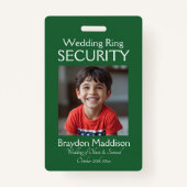 Ring Bearer Photo SECURITY Badge Emerald Green (Voorkant)