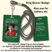 Ring Bearer Photo SECURITY Badge Emerald Green