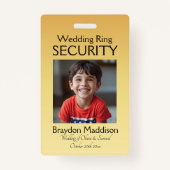 Ring Bearer Photo SECURITY Badge Golden Flowers (Voorkant)