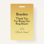 Ring Bearer Photo SECURITY Badge Golden Flowers (Achterkant)