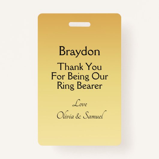 Ring Bearer Photo SECURITY Badge Golden Flowers (Achterkant)