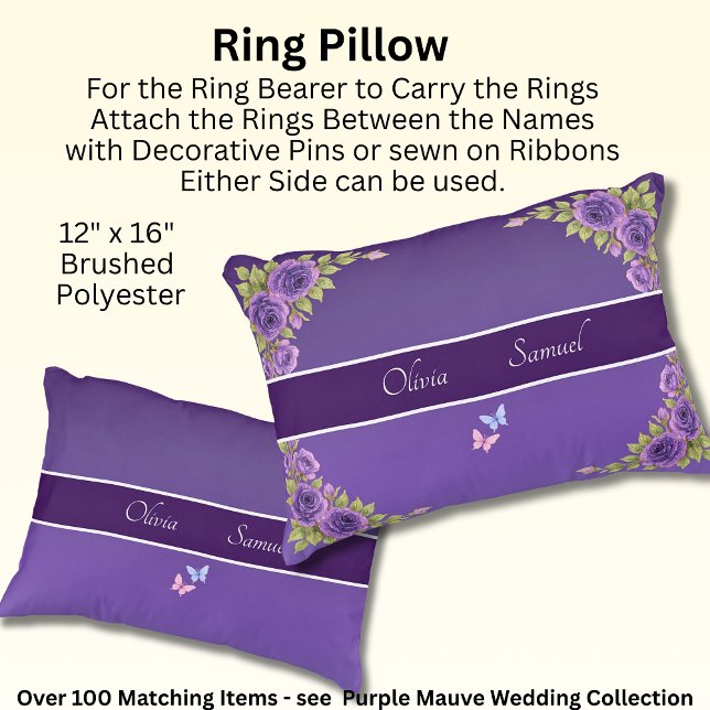 Ring Bearer Pillow With Bride & Groom Names Accent Kussen (Creator heeft geüpload)