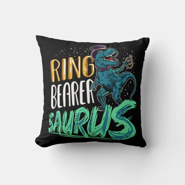 Ring Bearer Saurus T-Rex Dinosaur Wedding Party Kussen (Voorkant)