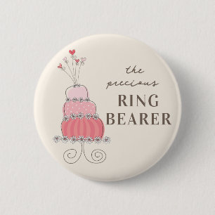 RING BEARER Sweet Pink Wedding Cake Ronde Button 5,7 Cm