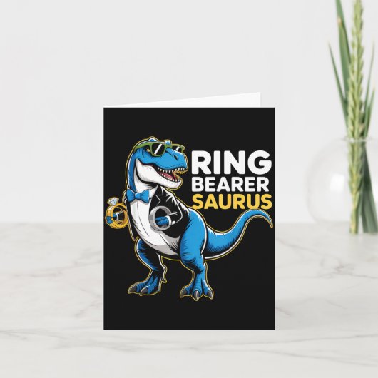 Ring Bearer T-rex Dino Funny Wedding Party Ring Di Kaart (Voorkant)