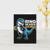 Ring Bearer T-rex Dino Funny Wedding Party Ring Di Kaart (Gele Bloem)
