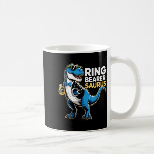 Ring Bearer T-rex Dino Funny Wedding Party Ring Di Koffiemok (Rechts)