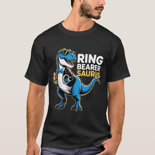 Ring Bearer T-rex Dino Funny Wedding Party Ring Di T-shirt (Voorkant)