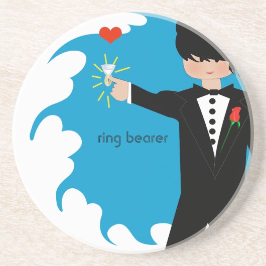 Ring Bearer Tuxedo Big Diamond Damask Edge Onderze Zandsteen Onderzetter (Voorkant)