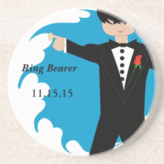 Ring Bearer Tuxedo Damask Edge-Onderzetters Zandsteen Onderzetter (Voorkant)