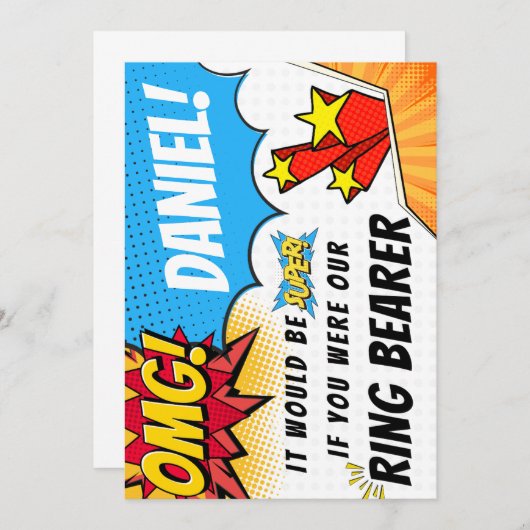 Ring Bearer Voorstel - Superheld Thema Kaart (Voorkant / Achterkant)