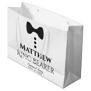 Ring Bearer Wedding Gift Bag met Black Stropdas La Groot Cadeauzakje