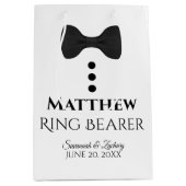 Ring Bearer Wedding Gift Bag met zwart Stropdas Medium Cadeauzakje (Voorkant)