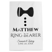 Ring Bearer Wedding Gift Bag met zwart Stropdas Medium Cadeauzakje (Achterkant)