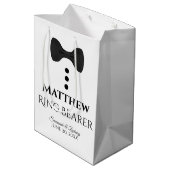 Ring Bearer Wedding Gift Bag met zwart Stropdas Medium Cadeauzakje (Achterkant Gekanteld)