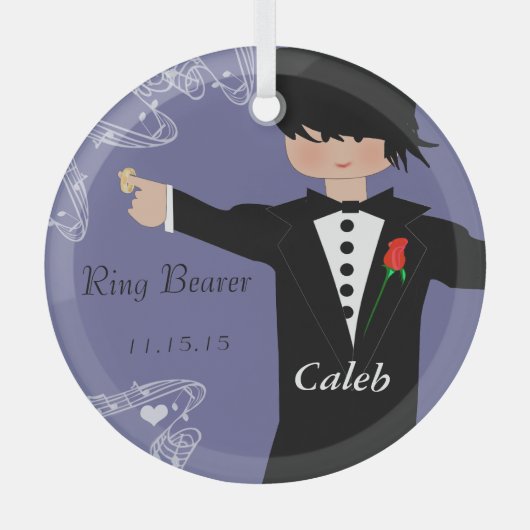 Ring Bearer Wedding kerstversiering Glas Ornament (Voorkant)