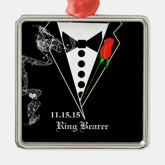 Ring Bearer Wedding kerstversiering Metalen Ornament (Voorkant)
