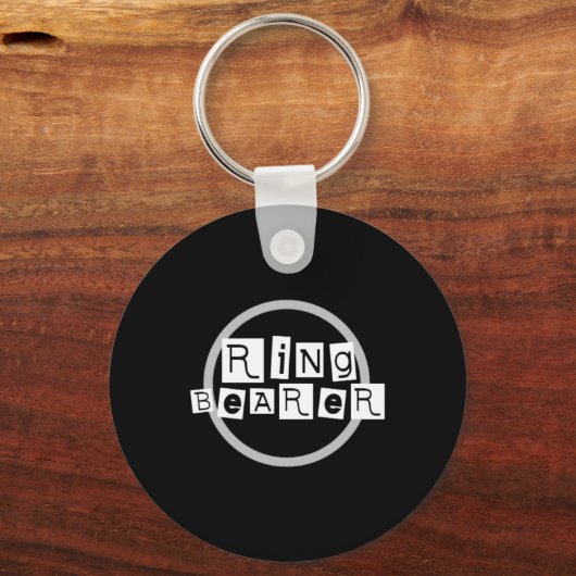 Ring Bearer White op zwart Sleutelhanger (Voorkant)