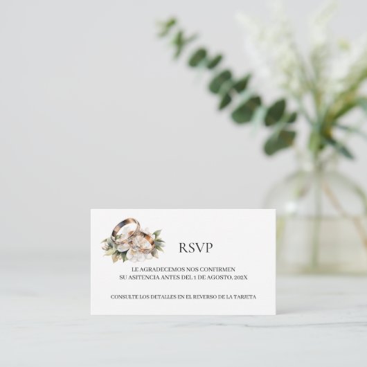 Ring Bloemen Spaans Huwelijk RSVP Kaart (Staand voorkant)