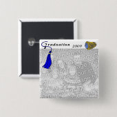 Ring BLUE afstuderen Klasse Vierkante Button 5,1 Cm (Voorkant /achterkant)