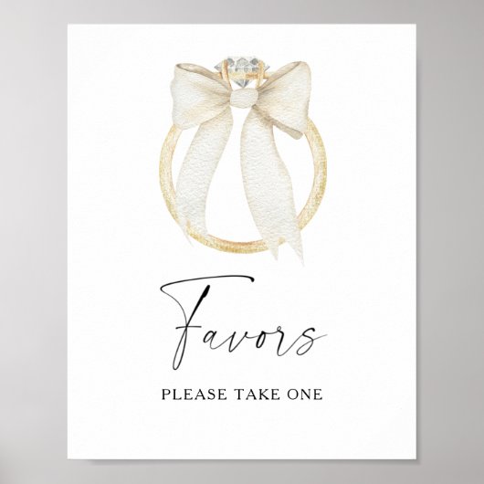 Ring & Bow bridal shower Favors please take one  Poster (Voorkant)