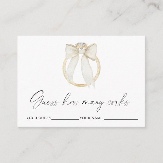 Ring bow How many corks bridal game Informatiekaartje (Voorkant)
