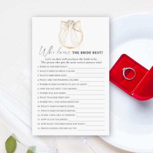 Ring & Bow Vrijgezellenfeest Wie kent de bruid het