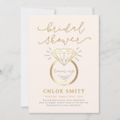 Ring Bruids Douche Uitnodiging, Moderne Diamanten Kaart (Voorkant)