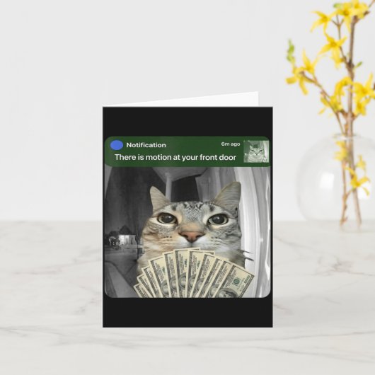 Ring Cat With Motion Meme  Kaart (Gele Bloem)