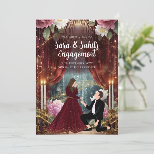 Ring Ceremonie uitnodigen Indiase Verloving uitnod Kaart (Staand voorkant)